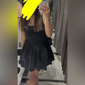 Black Mini Dress with Square Neck